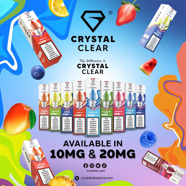 Crystal Clear Juice Bar Nic Salts 10ml – 10mg and 20mg TPD UK