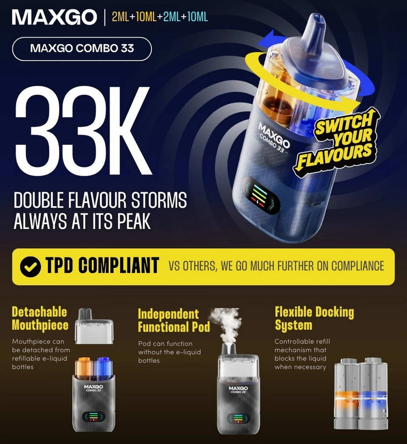 RELX MAXGO Combo 33K Prefilled Pod Kit Rechargeable Reusable BOX OFFER Royal Vape RELX MAXGO Combo 33K Prefilled Pod Kit Rechargeable Reusable BOX OFFER Royal Vape